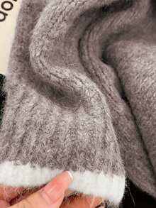 Franclia Retro Gray Sweater For Women, Soft & Loose Knit Top, New Arrival 2024 Autumn/Winter - Multicolor - View 3