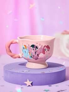 My Little Pony X SHEIN 1 12.2oz/360ml Cartoon Print Ceramic Mug, Cold And Heat Resistant, Can Be Used In Microwave Ovens And Dishwashers, Suitable For Water, Milk, Juice, Coffee, Friendship, Rainbow Dash, Twilight Sparkle, Pinkie Pie,Gift Ideas - Pink - View 4
