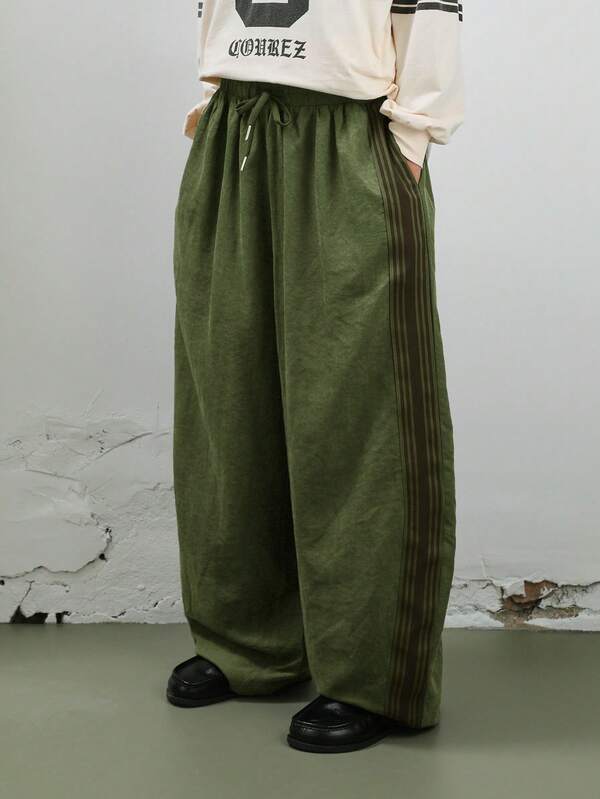 COUREZ Low Rise Baggy Balloon Peachy Nylon Joggers With Side Taping /Y2K Going Out Outfits  Clothes For Women Spring Clothes For Women Rave Casual Sport Gym Gorpcore Outdoor Oversized