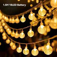 Đèn dây LED hình quả cầu pha lê trang trí ngày lễ, 10/20/40/80 đèn LED, chạy bằng pin/USB, thích hợp cho nhà cửa, Giáng sinh, tiệc tùng và sân vườn. - Màu vàng - Xem 15
