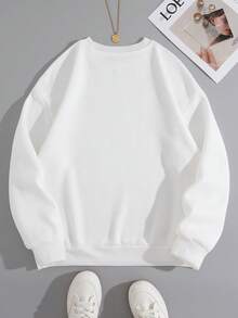 INAWLY Sudadera para mujer, sudadera holgada de forro polar de cuello redondo de manga larga casual para otoño e invierno, sudadera de forro polar de cuello redondo con estampado de bordado de amor de manga larga para mujer, casual para otoño/invierno, blusas de manga larga para graduación, regreso a la escuela, graduación, maestras para mujeres, sudadera de regreso a la escuela para otoño