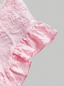 ROMWE Kawaii Áo cánh buộc phía trước bằng vải satin ren Victoria cổ điển dành cho nữ, màu hồng bồng bềnh - Nhiều màu - Xem 4