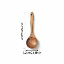 Zazumi Cirelle 8pcs Wooden Cooking Utensil Set, Soup Spoon, Salad Fork, Long Rice Spoon, Slotted Spoon, Spatula, Utensil Holder, Kitchen Use, Rama Kitchen Essentials, Family Dining, Party Use, Housewarming Gift - Multicolor - View 8