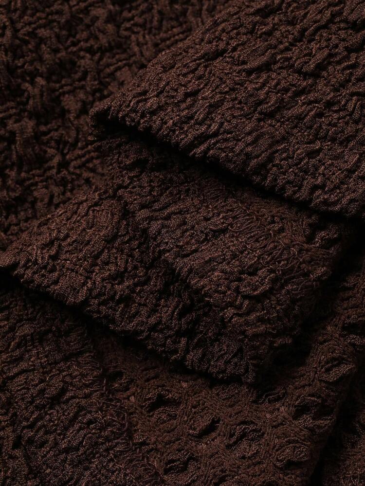 Women's Square Neck Cinched Waist Textured Fabric Pullover Casual Long Sleeve Shirt Babydoll Top