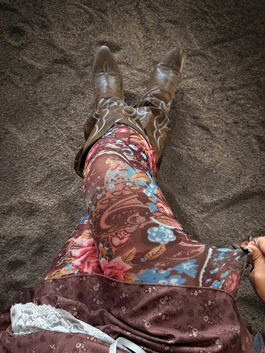 Whyspr 大码复古花卉印花紧身裤 - 彩色 - 查看 1