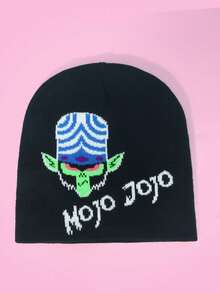 THE POWERPUFF GIRLS X SHEIN 1顶卡通图案针织帽，保暖，街头风，时尚 - A - 查看 5