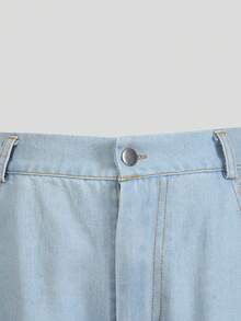 Denimly Boys' Casual Daily Urban Street Elastic Waist Zipper Pocket Distressed Design Straight Leg Denim Jeans - Blue - View 5