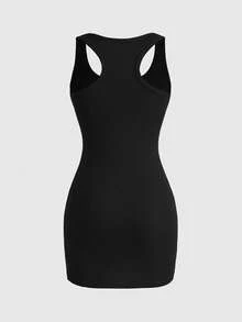 ROMWE Avant Y2K Rhinestone Cross Embellished Mini Dress For Women - Black - View 2