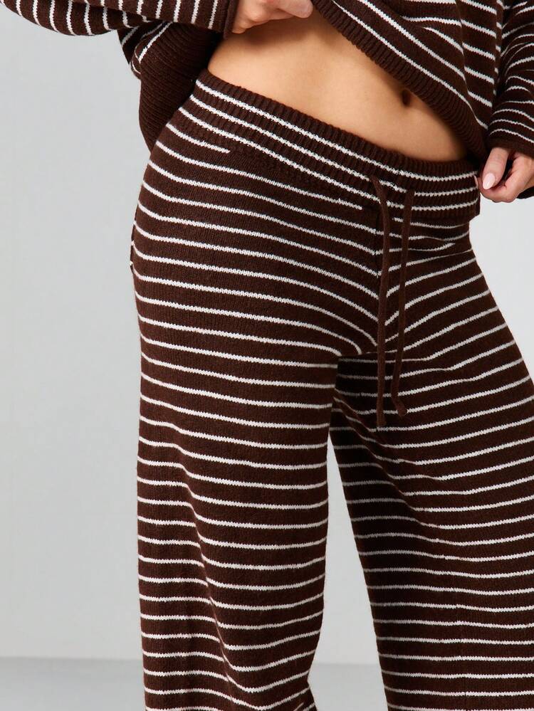 MISSGUIDED Pantaloni palazzo a gamba ampia a costine con strisce orizzontali, comodi per l'abbigliamento casual autunno/inverno