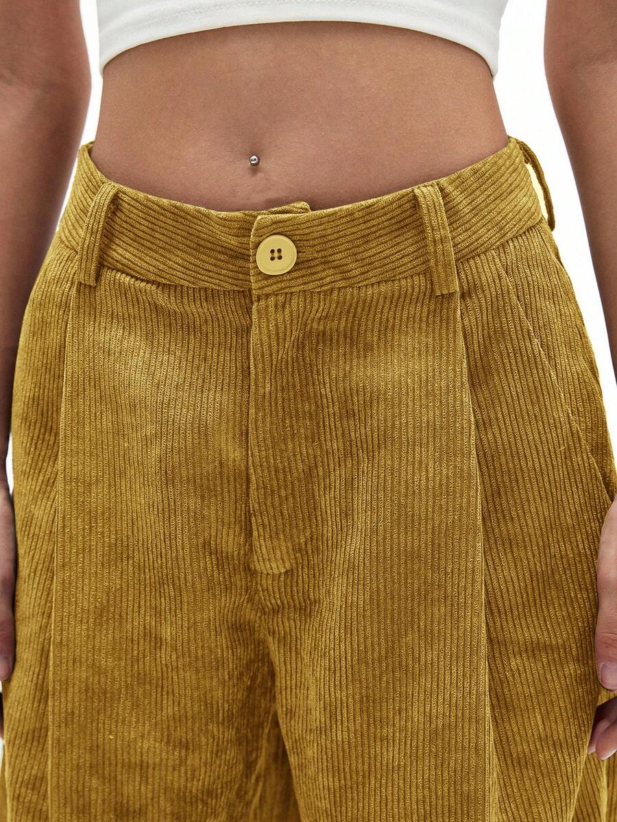 Aveloria Affinna Women's Vintage Casual Straight Leg Pants, Olive Green, Corduroy Design, Slimming, Spring New Arrival