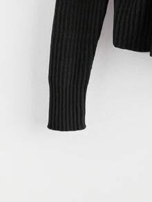 GlowEve Atasan Sweater Rajut Serbaguna Berwarna-warni yang Modis dan Terbaru - Hitam - View 3