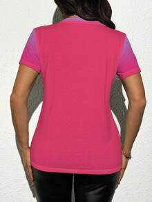 Rovax Women's Summer Creative Gradient Print Fitted T-Shirt