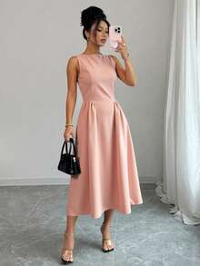 EURMUSE Abiti lunghi da donna con zip, vestibilità regular, senza maniche - Rosa Baby - Visualizzare 2