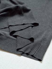 RONVEXI 男士休闲圆领长袖毛衣，秋冬季 - 黑色 - 查看 7