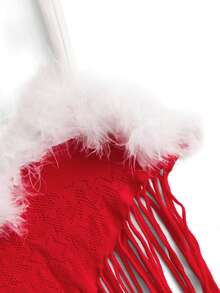 ChaseTheNight 5 Stücke/Set Sexy Frauen Netzstrumpfhose Set, Weihnachten - Rot - Übersicht 6