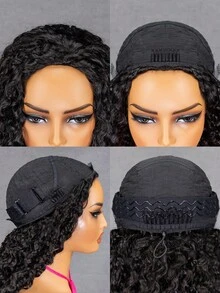 Wear & Go Burmese Curly Human Hair Half Wig 3 In 1 Drawstring Wig Ramah untuk Pemula, Pas Fleksibel, Tampilan Alami dan Tanpa Sambungan, Kepadatan 180%, Bob 14-16 Inci & Panjang 18-26 Inci - SNatural - View 4