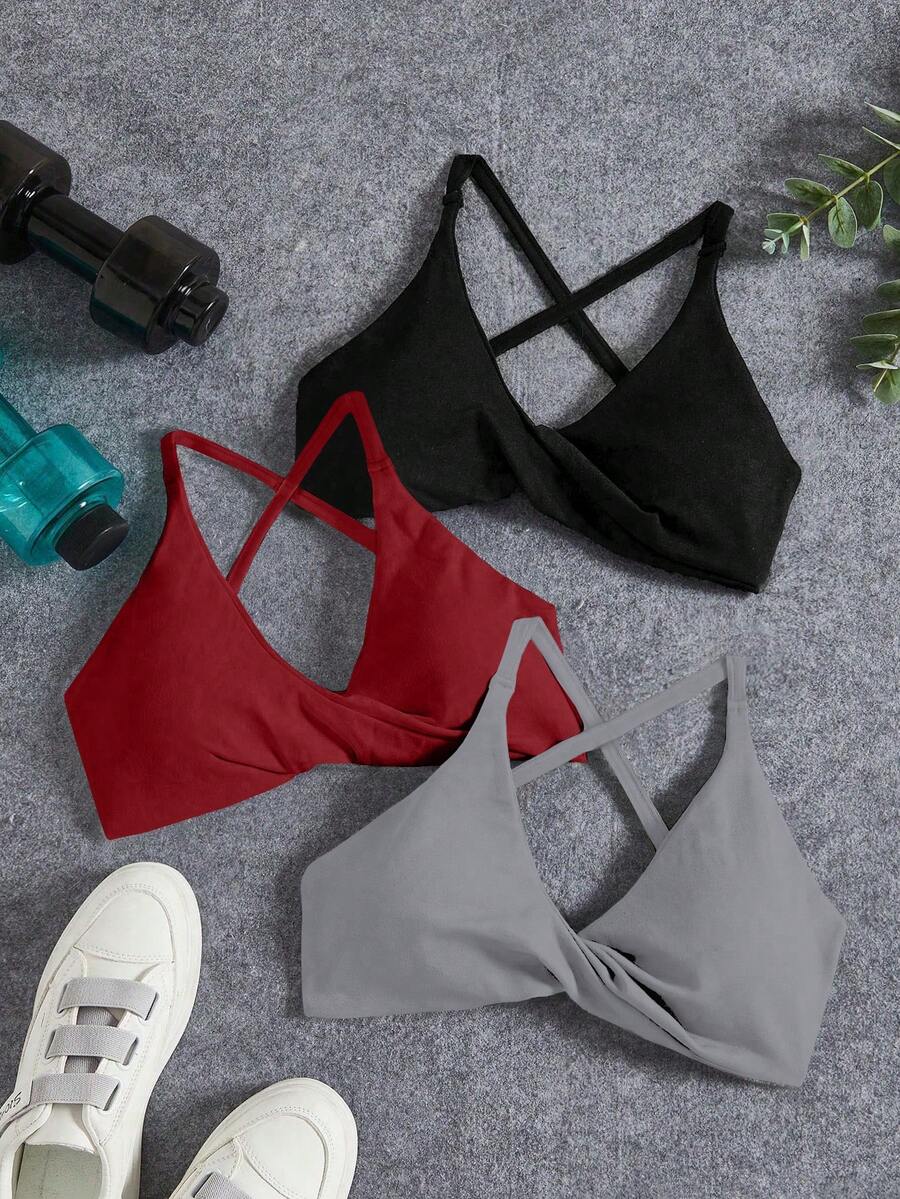 Easithlete Áo ngực thể thao Yoga liền mạch/Thiết kế xoắn phía trước/Đa năng cho thể thao và mặc hàng ngày - Nhiều màu - Xem 1