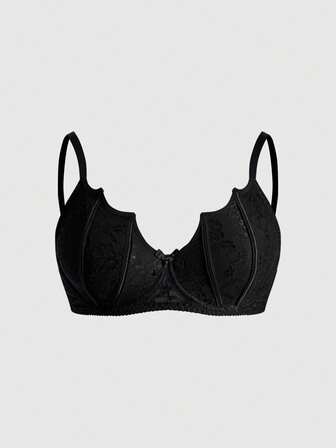Plus Size Gothic Lace Floral Bralette & Wireless Bra
