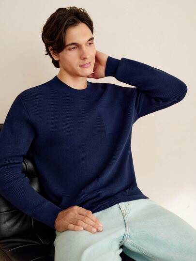 RONVEXI Fashionable Blogger Style Faux Pocket Design Solid Color Loose Fit Pullover Sweater For Men Men Sweater Top Jumper For Men Knit Wear Men Sweaters For Men Cashmere Men S Clothing Men Sweater Top Jumper For Men Knit Wear Men Sweaters For Men Cashmere Men S Clothing It Is Great For Couples And Makes An Excellent Gift Idea For Boyfriends Or Husbands