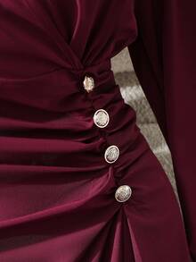 Franclia French-Style Elegant Burgundy Women's Dress, Pleated Dress, Waist-Cinching Slimming Dress, Noble And Elegant Women's Dress, Women's Winter Dress, Women's Party Dress, Elegant Party Dress, Elegant Women's Dress, Women's Winter Dress