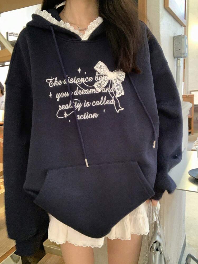 Women's Solid Color Korean Style English Letter Print Sweatshirt Hoodies
