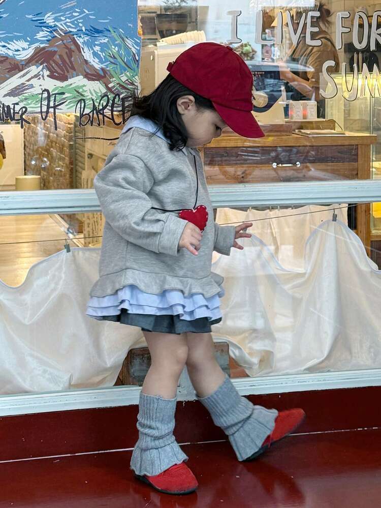 Toddler Girls' Contrast Color Ruffle Collar Long Sleeve Sweatshirt