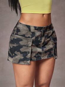 SHEIN Unity Y2K Fashion Casual Street Style Cargo Pocket Camouflage Low Waist Mini Skirt - Multicolor - View 4