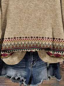 EMERY ROSE Sudadera holgada de cuello redondo con estampado minimalista casual para mujer talla grande, estilo vintage, bordada y estampada, adecuada para principios de otoño - Multicolor - Ver 6