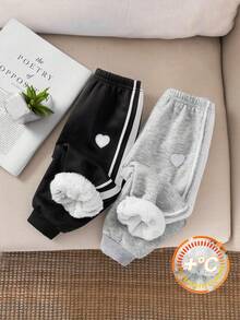 SHEIN 2 件套女婴可爱松紧腰保暖内衬裤，适合秋冬穿着