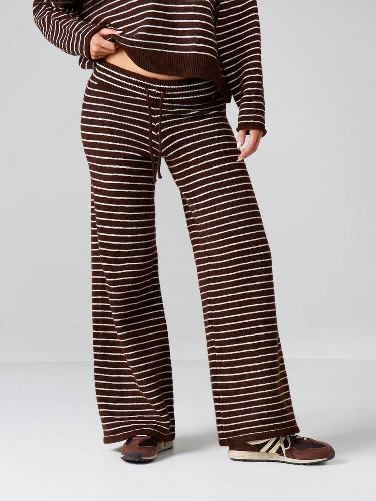 MISSGUIDED Pantaloni palazzo a gamba ampia a costine con strisce orizzontali, comodi per l'abbigliamento casual autunno/inverno