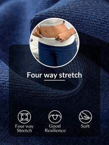 Jeanoix Quần jeans ống loe cạp chun màu đơn giản thường ngày dành cho nữ - Màu xanh lam - Xem 8