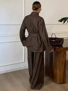 DAZY Damen Zweiteiler aus strukturiertem Stoff mit taillierter Passform, locker geschnittenes Top und Hose, Herbst/Winter