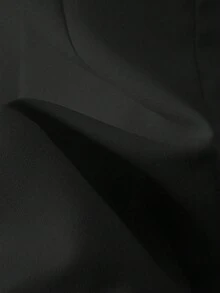 Franclia 通勤时尚百搭收腰双排扣撞色领卡其色女士西装外套，优雅秋季大衣，商务休闲办公着装，女教师套装 - 黑色 - 查看 5