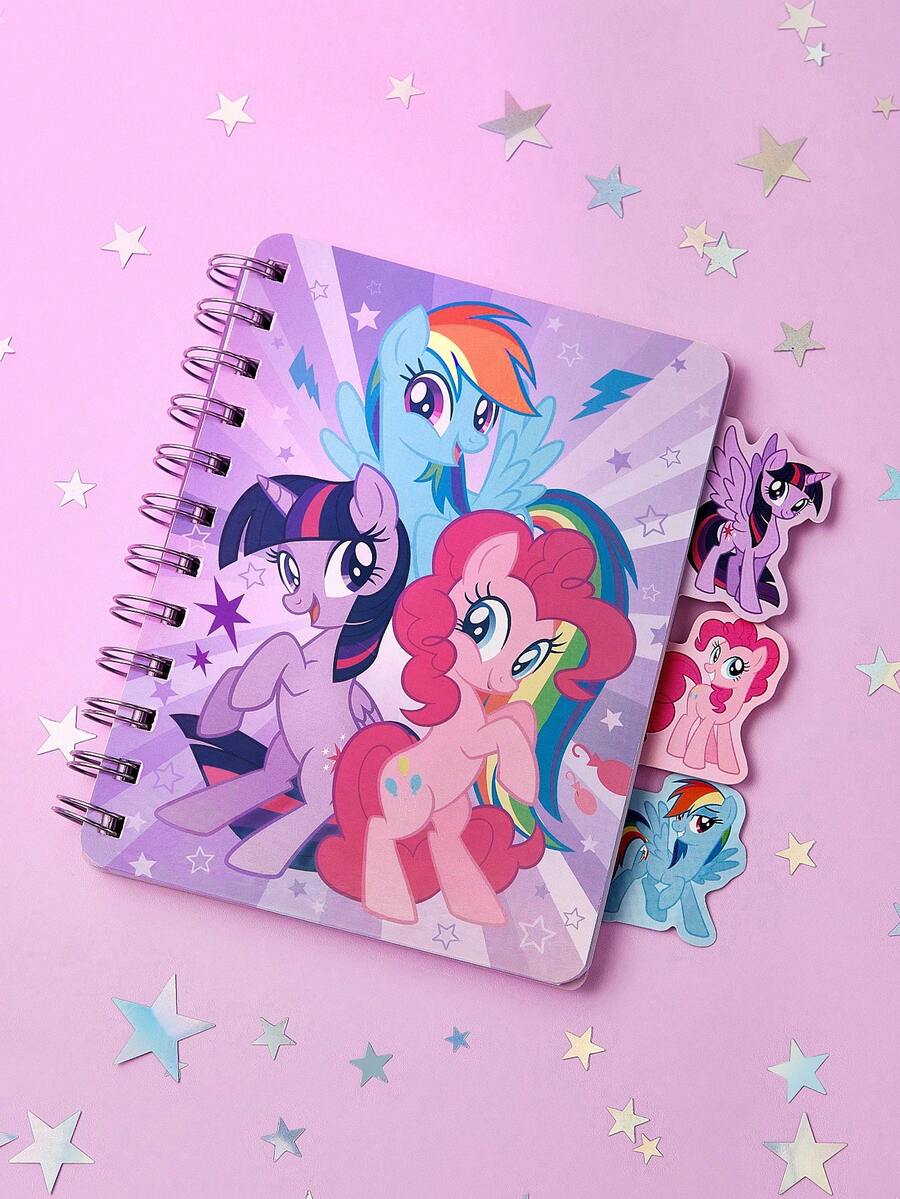My Little Pony X SHEIN 16厘米*12厘米精装日记本，90页笔记本，适合工作、学习和记笔记 - 彩色 - 查看 1