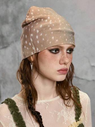 Fairycore 1 Stück braune Hirsch Muster Tier Muster Retro Beanie Mütze, stylisch & minimalistisch, geeignet für den täglichen Gebrauch, Schule, Dates, Einkaufen, Weihnachten, Halloween und mehr
