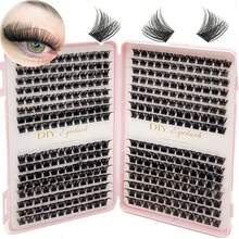 1 cụm mi, 384 sợi mi riêng lẻ, sách hướng dẫn nối mi tự làm, nối mi D Curl Lash Clusters tại nhà, cụm mi, cụm mi, lông mi riêng lẻ, lông mi, lông mi giả - Nhiều màu - Xem 1