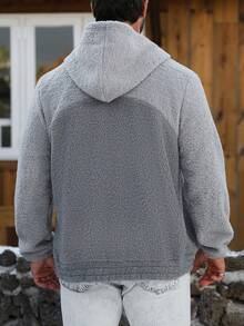 Manfinity Homme Herren Casual Reißverschluss Sherpa Kapuzenpullover, Herbst/Winter Herren Strick Set Herren Co Ord Set Herren Pullover Jacke Herren Trainingsanzug Set - Verschiedenfarbig - Übersicht 2