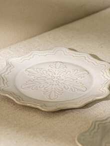 Cirelle 1pc White Ceramic Plates, Snowflake-Shaped Plates, Stackable, Suitable For Serving Dishes/Salads/Pastries, Ideal For Family Gatherings, Restaurants, And Parties,Christmas, Valentine's Day - Multicolor - View 6