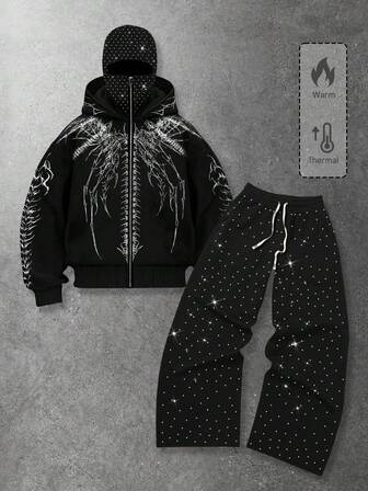 Men's Casual Punk Street Style 2 Pieces Set, Autumn/Winter