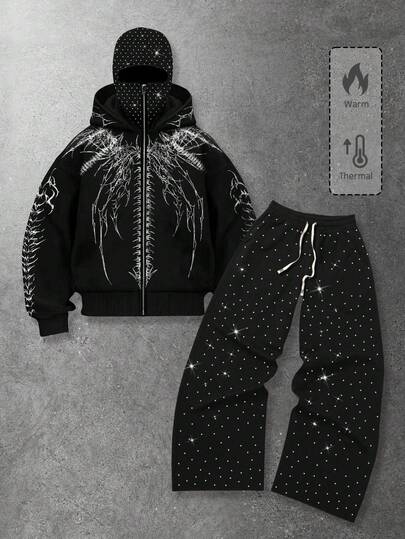 Men's Casual Punk Street Style 2 Pieces Set, Autumn/Winter