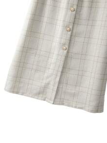 GlowEve CURVE Plus Size Women Wool Blend Button Decor Pencil Skirt - White - View 3