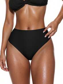 Oceva Summer Beach Women's Ruched V-Shaped Bikini Bottom - Black - View 2