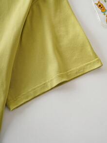 SCOOBY-DOO X SHEIN 大码夏季休闲卡通人像印花短袖T恤和裤子睡衣套装 - 彩色 - 查看 3