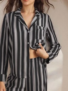 Ocili Bộ đồ ngủ nữ sọc cotton thoải mái, dễ chịu, thời trang thu đông, dễ mặc, quần áo thu đông - Xám - Xem 4