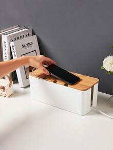 Große Kabelmanagementbox - Holzoptik Kabelorganizer und Abdeckung für TV-Kabel, Computer, USB-Hub und Steckdosenleiste unter dem Schreibtisch - ABS-Material - Verschiedenfarbig - Übersicht 7