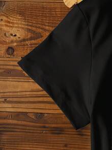 SHEIN LUNE 西部元素字母标语圆领短袖加大码T恤