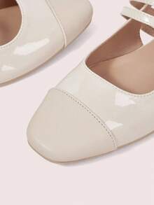 CUCCOO DOLLMOD Giày bệt Mary Jane màu be đơn giản dành cho nữ có quai sau, thích hợp để đi làm, hẹn hò, tụ tập, tiệc tùng, ngày lễ - Màu be - Xem 7