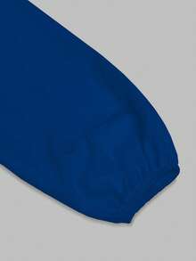 SHEIN LUNE Women's Solid Color Ruffle V-Neck Long Sleeve Fashion Blouse - Royal Blue - View 3