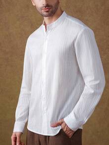 Core Aspect 男士长袖单排扣休闲/商务衬衫 - 白色 - 查看 6