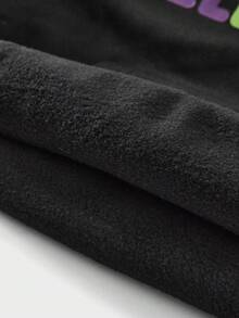 ROMWE MEN Teletubbies X ROMWE Men's Casual Letter & Cartoon Pattern Hoodie, Autumn - Black - View 7